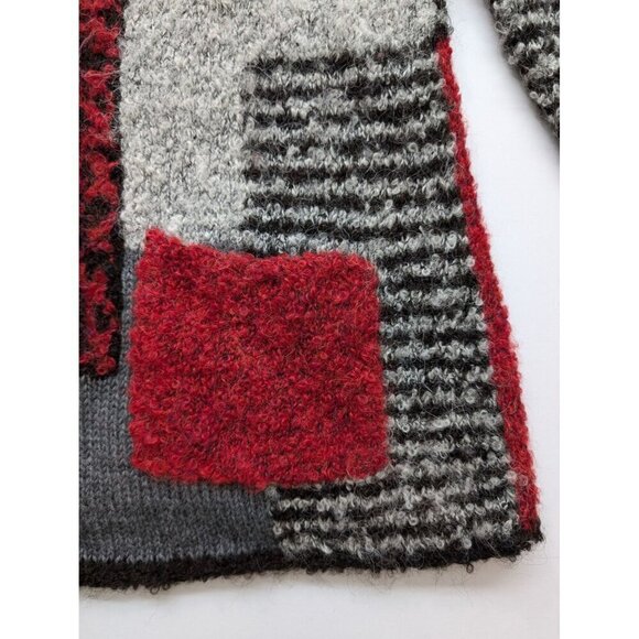 Tabask Patchwork Cardigan Handmade Alpaca Wool Lagenlook Sweater Jacket Size S - Picture 9 of 10